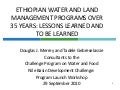 Ethiopian Water and Land Management programs over 35 years: Lessons learned and to be learned