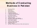Methods Of Conducting Business In Pakistan