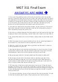 MGT 311 MGT/311 Final EXAM MCQ`s Correct Answers 100%