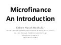 Microfinance An Introduction