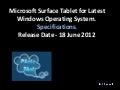 Microsoft Surface Tablet Specifications,Price and Photos - For Windows OS