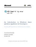 Microsoft Windows Azure - Introduction to Windows Azure Platform Appfabric for Developers Whitepaper
