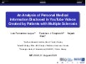 Analysis of YouTube Comments in ePatient Videos
