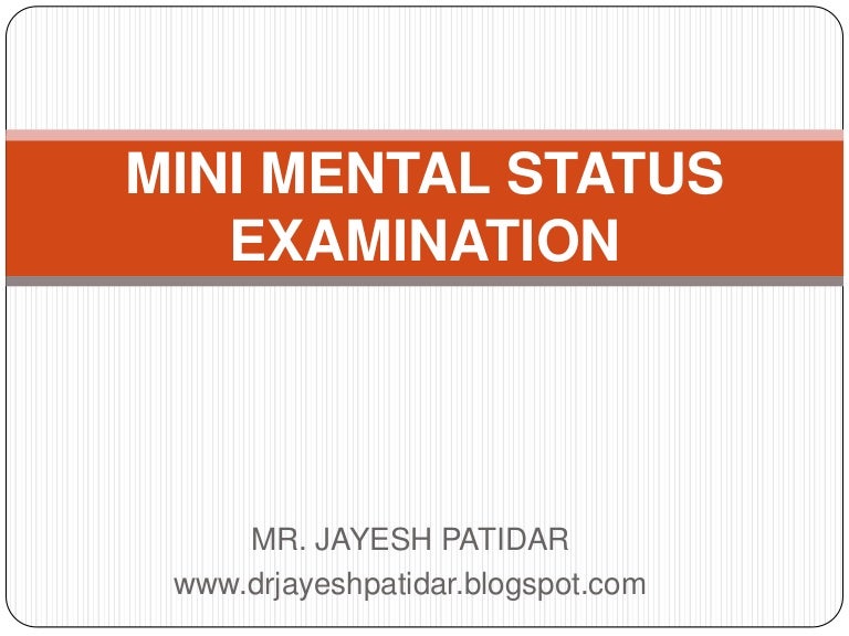Mini Mental Status Examination Ppt Download
