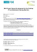Mini Project- Games Development For The Desktop Pc And Dedicated Gaming Machine