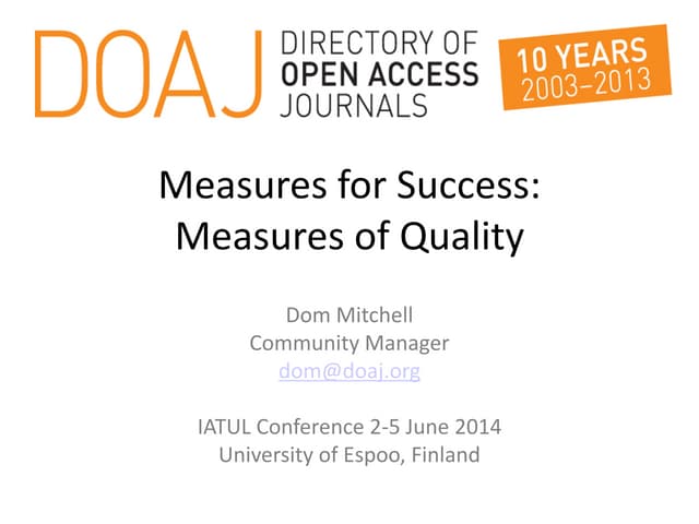 Measures for success: tools for evaluating quality, from 35th IATUL Conference, Espoo, Finland June 2014
