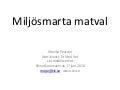 Monika Pearson - Miljösmarta matval