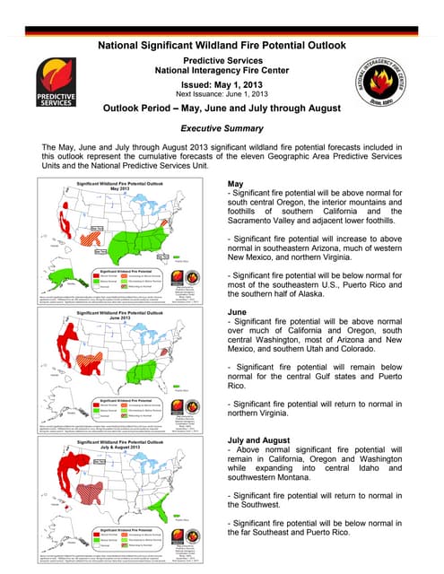 Monthly seasonal outlook