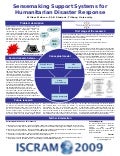 ISCRAM2009 PhD student poster: Sensemaking Support Systems for Humanitarian Disaster Response, by Willem Muhren
