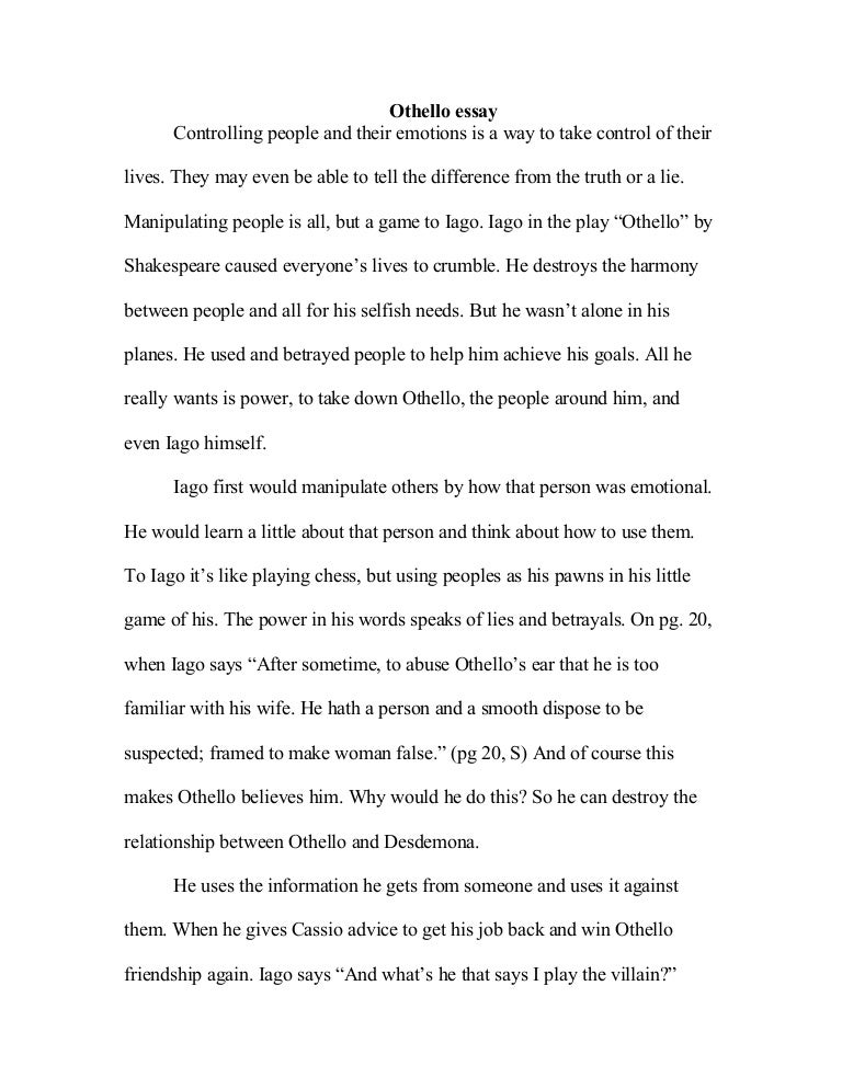 Greek Civilization Essay Literary Criticism Othello Essay Summary Othello Unit Plan Doc Writing Essay Introduction also Eleven By Sandra Cisneros Essay Econ Monetary Economics Assignment Due On Feb Othello Example Of Informative Essay
