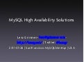 MySQL High Availability Solutions