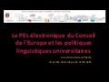 Le PEL électronique du Conseil de l'Europe et les politiques linguistiques universitaires