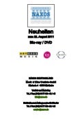 DVD-Neuheiten August 2011 (Im Vertrieb der NAXOS Deutschland GmbH)