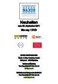 DVD-Neuheiten September 2011 (Im Vertrieb der NAXOS Deutschland GmbH)