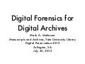 Digital Forensics for Digital Archives