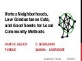 Vertex neighborhoods, low conductance cuts, and good seeds for local community methods