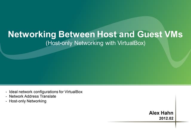 Networking between host and guest VMs in VirtualBox