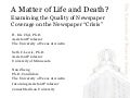 A Matter of Life and Death? Examining the Quality of Newspaper Coverage on the Newspaper Crisis