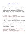NLP and the Sales Process
