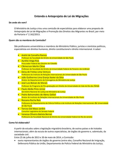 Entenda o Anteprojeto de Lei de Mig...