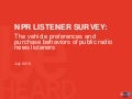 Vehicle preferences and purchase behaviors of NPR News listeners