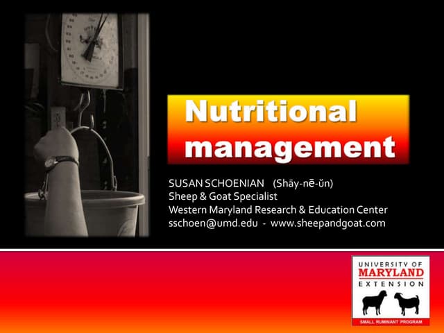 Nutrional management