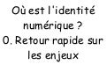 IUT 2012-4. Où est l&rsquo;identité dans l&rsquo;identité numérique
