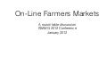 SSAWG Info Exchange Notes: Online Markets