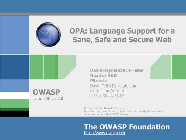 Opa @ owasp 2010
