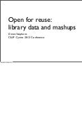 Open for Reuse: Library data and mashups