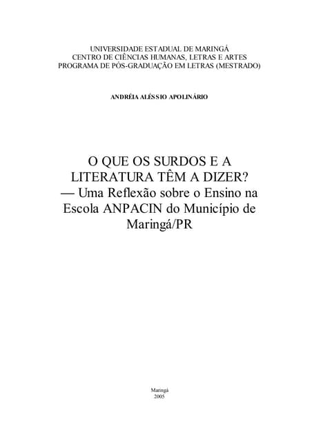 O Que Os Surdos E A Literatura TêM ...