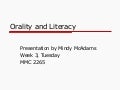 Orality and Literacy
