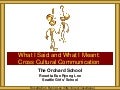 Orchard School Cross Cultural Communication