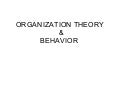 Organisation Theory
