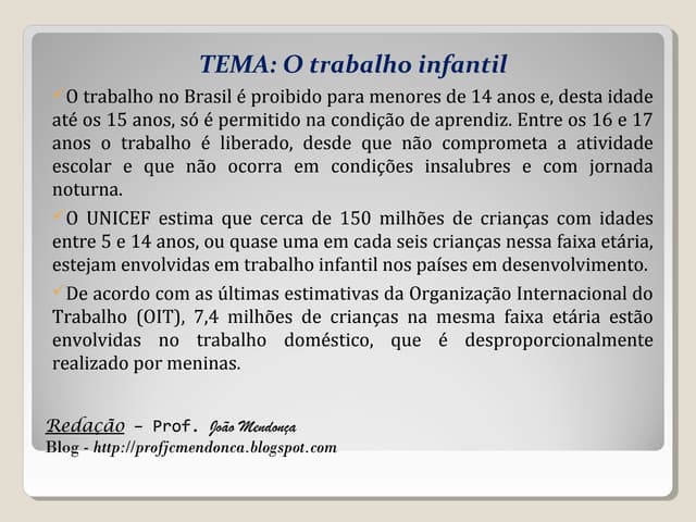 O trabalho infantil no brasil