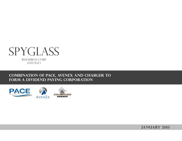 Pace, AvenEx and Charger to Merge and Form Spyglass Resources Corp