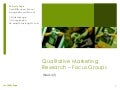 Focus Groups in Applied Marketing Research