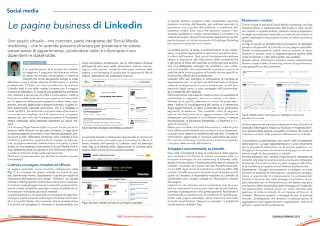 Le pagine business di Linkedin - articolo CMI Gennaio e Febbraio 2013
