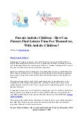 Parents autistic children   how can parents find leisure time for themselves, with autistic children