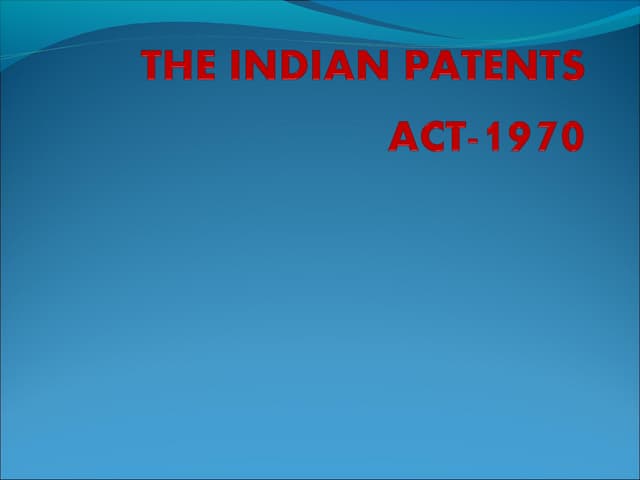 Indian Patent Act
