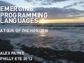 Emerging Languages: A Tour of the Horizon