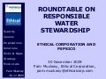 Pepsi Co Ethical Corporation Roundtable Debate 30 11 09
