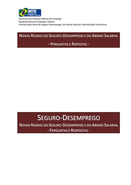 Cartilha - novas regras do Seguro-Desemprego e Abono Salarial
