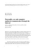 Personality, sex and computer mediated communication through the internet