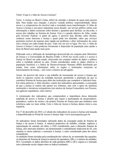 O que é o Atlas de Acesso à Justiça?