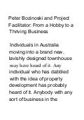 Peter bozinoski Loves To Build