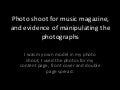 Photo shoot for music magazine, and evidence