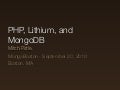 PHP, Lithium and MongoDB