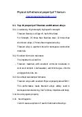 Titanium Physical & Mechanical Property of Titanium