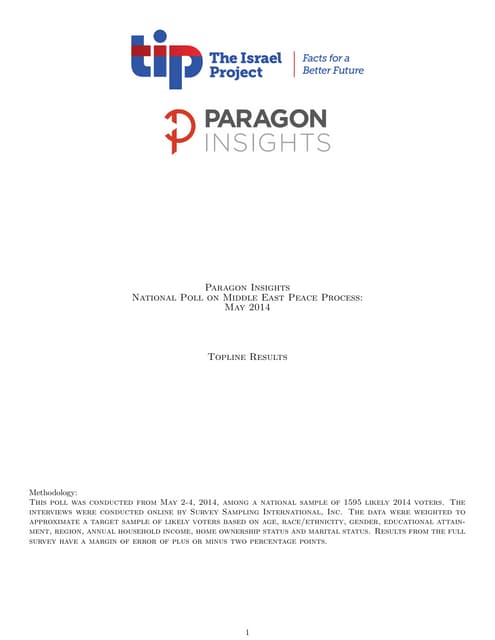 Paragon Insights TIP National Poll On Middle East Peace Process - crosstabs